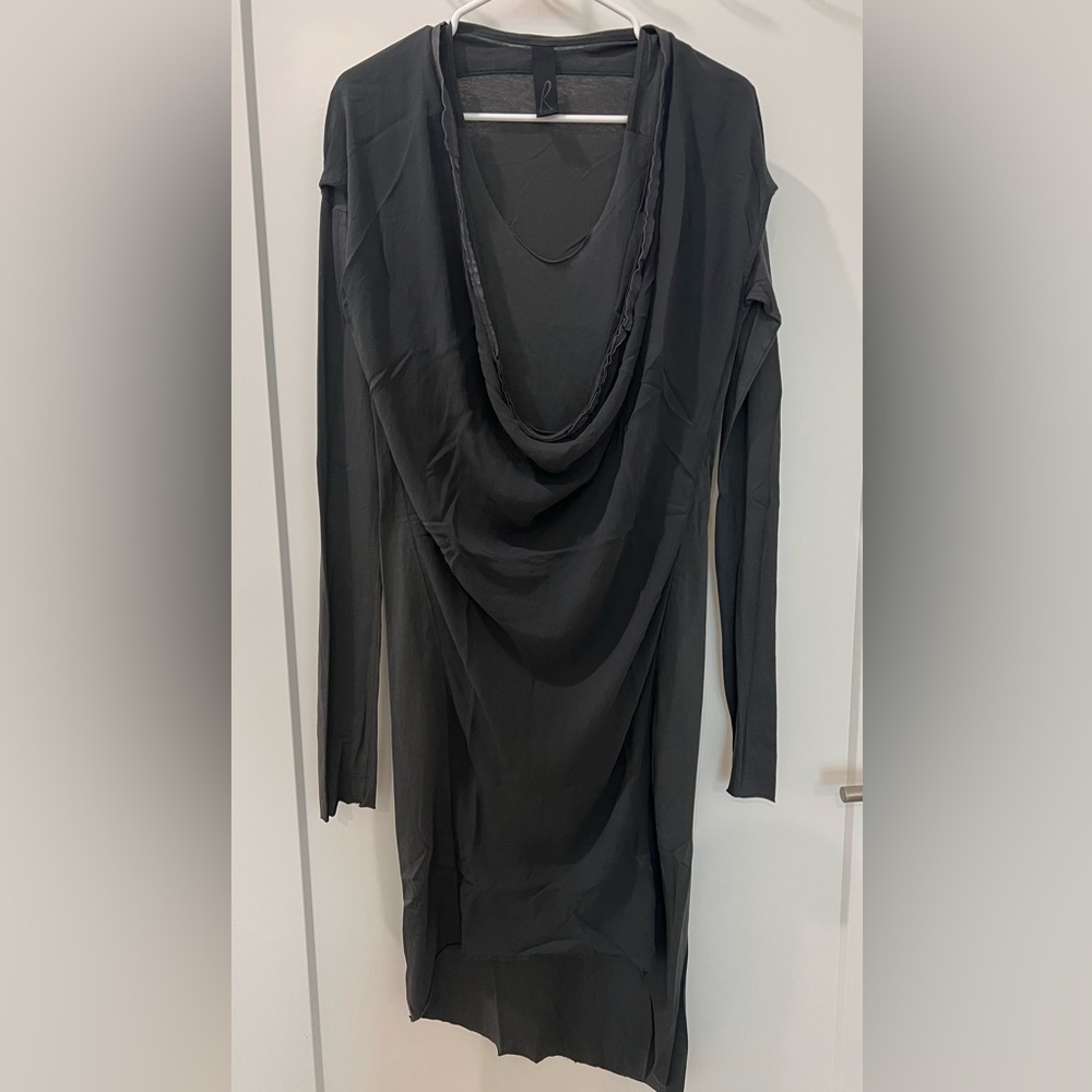 ROQUE Dark Gray Draped Dress with leather details